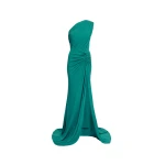 Elie Saab Jersey Long Dress in Green featuring Asymmetrical Draping – Luxury Designer Fashion at Luxury Shoes .