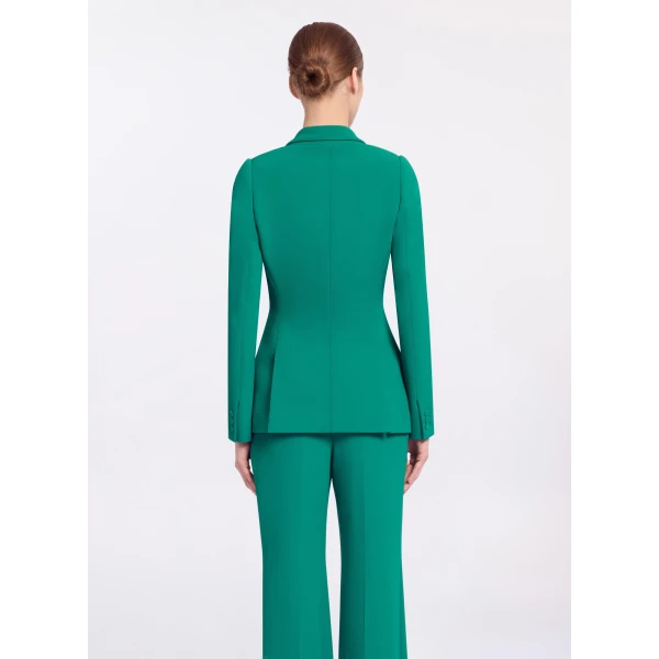 Elie Saab Lace Up Cady Blazer in Green featuring Tailored Collar & Lapel – Luxury Designer Fashion at Luxury Shoes .