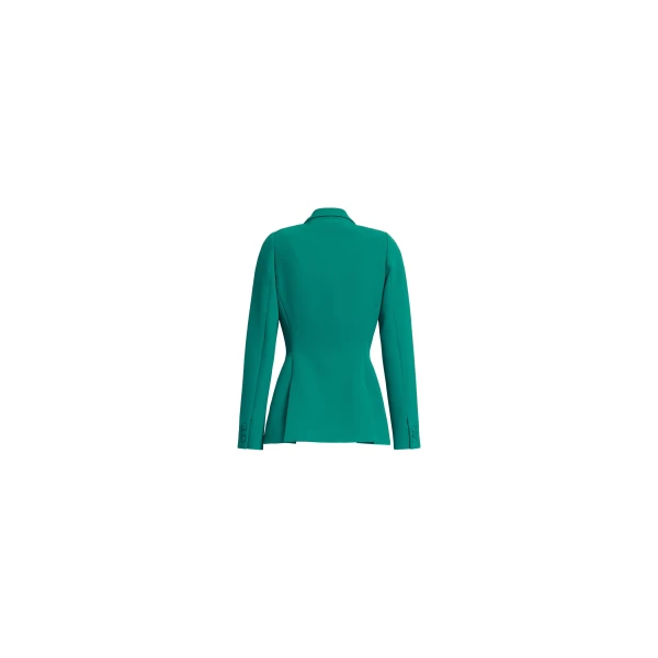 Elie Saab Lace Up Cady Blazer in Green featuring Tailored Collar & Lapel – Luxury Designer Fashion at Luxury Shoes .