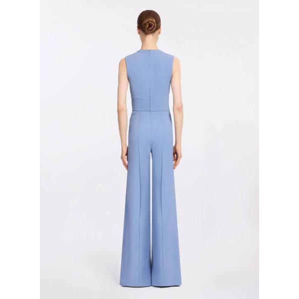 Elie Saab Lace Up Cady Jumpsuit in Blue featuring Top-Stitch Details – Luxury Designer Fashion at Luxury Shoes .