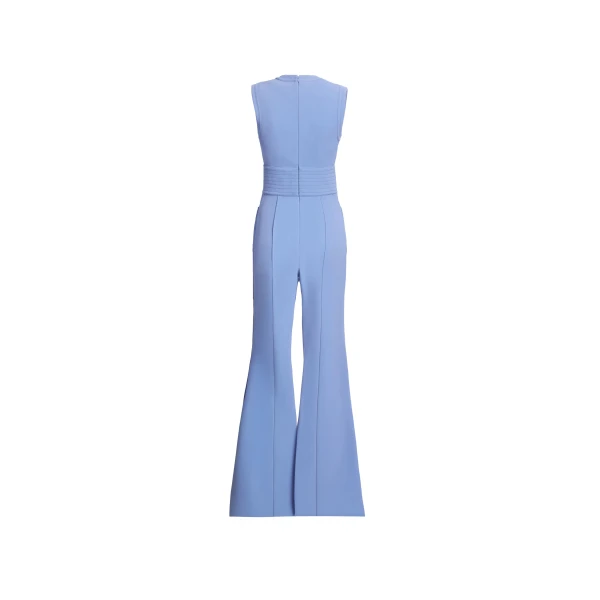 Elie Saab Lace Up Cady Jumpsuit in Blue featuring Top-Stitch Details – Luxury Designer Fashion at Luxury Shoes .