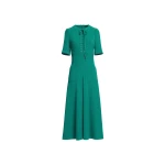 Elie Saab Lace Up Cady Midi Dress in Green featuring Top-Stitch Details – Luxury Designer Fashion at Luxury Shoes .