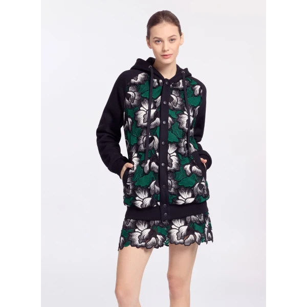 Elie Saab Macramé Bomber in Multicolour featuring Hooded Bomber – Luxury Designer Fashion at Luxury Shoes .