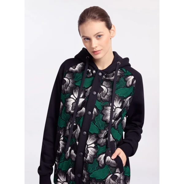 Elie Saab Macramé Bomber in Multicolour featuring Hooded Bomber – Luxury Designer Fashion at Luxury Shoes .