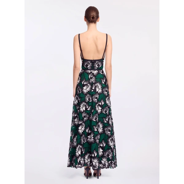 Elie Saab Macramé Midi Dress in Multicolour featuring Scalloped Neckline – Luxury Designer Fashion at Luxury Shoes .