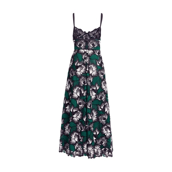 Elie Saab Macramé Midi Dress in Multicolour featuring Scalloped Neckline – Luxury Designer Fashion at Luxury Shoes .