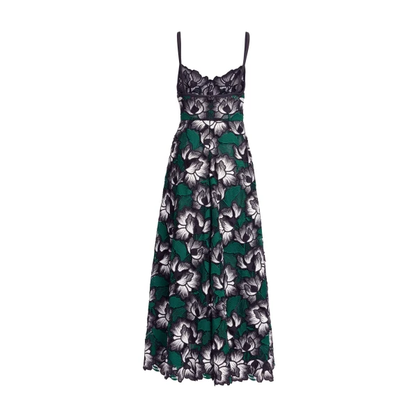 Elie Saab Macramé Midi Dress in Multicolour featuring Scalloped Neckline – Luxury Designer Fashion at Luxury Shoes .