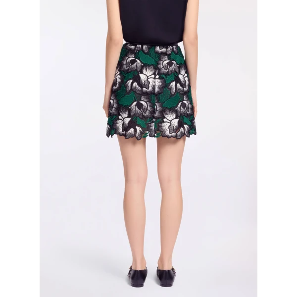 Elie Saab Macramé Short Skirt in Multicolour featuring Straight Skirt – Luxury Designer Fashion at Luxury Shoes .
