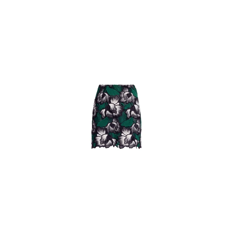 Elie Saab Macramé Short Skirt in Multicolour featuring Straight Skirt – Luxury Designer Fashion at Luxury Shoes .