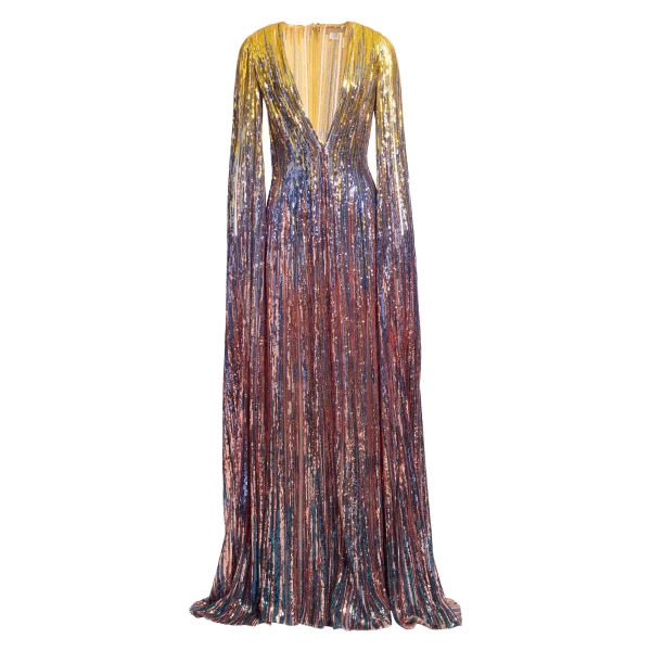Elie Saab Multicolor Sequin Long Dress in Multicolour featuring Gradient-Effect Sequin Embroidery – Luxury Designer Fashion at Luxury Shoes .