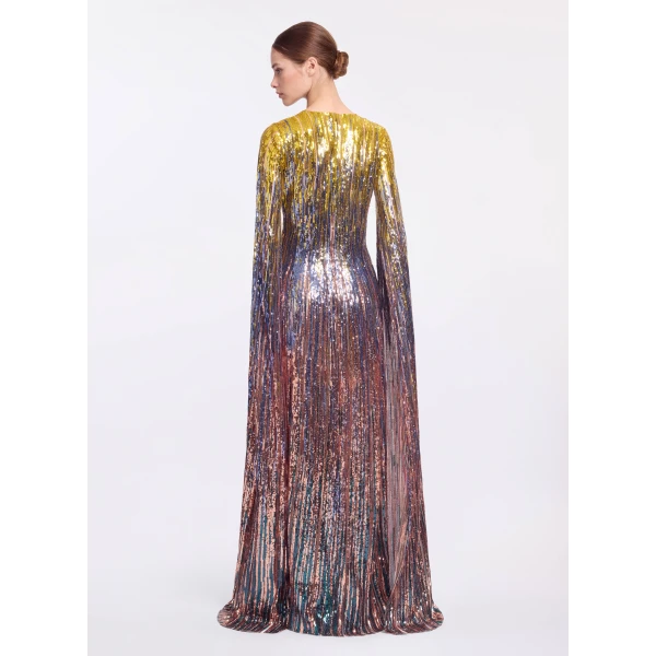 Elie Saab Multicolor Sequin Long Dress in Multicolour featuring Gradient-Effect Sequin Embroidery – Luxury Designer Fashion at Luxury Shoes .