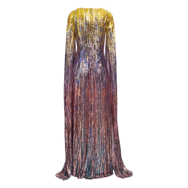 Elie Saab Multicolor Sequin Long Dress in Multicolour featuring Gradient-Effect Sequin Embroidery – Luxury Designer Fashion at Luxury Shoes .