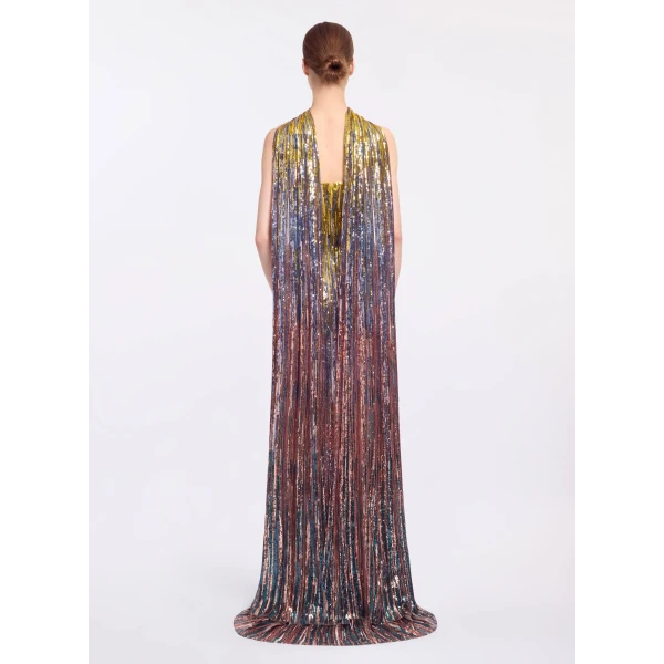 Elie Saab Multicolor Sequin Strapless Dress in Multicolour featuring Gradient-Effect Sequin Embroidery – Luxury Designer Fashion at Luxury Shoes .