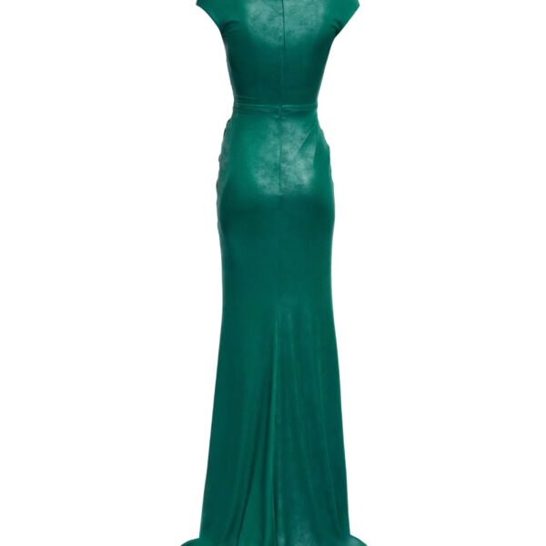 Elie Saab Off-The-Shoulder Jersey Leatherette Long Dress in Green featuring Off-The-Shoulder – Luxury Designer Fashion at Luxury Shoes .