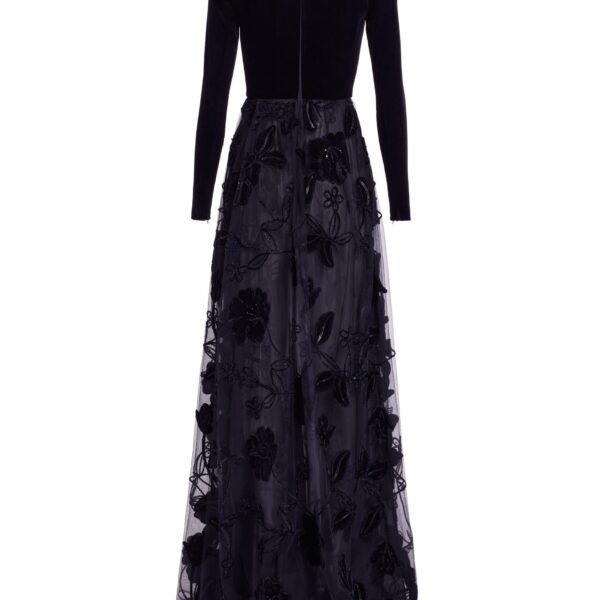 Elie Saab Off-The-Shoulder Velvet Embroidred Dress in Black featuring Off-The-Shoulder – Luxury Designer Fashion at Luxury Shoes .