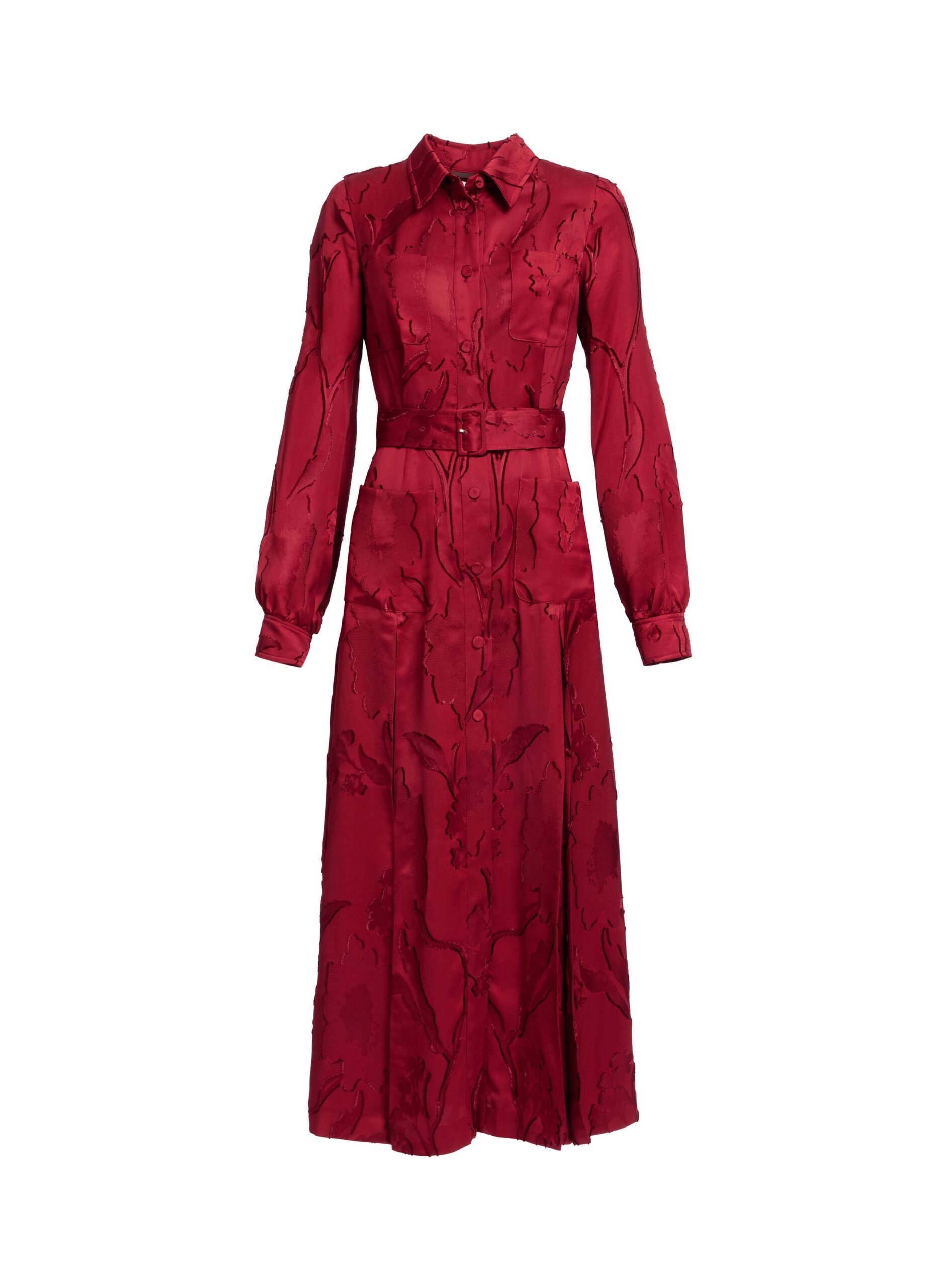 Elie Saab Pinstripe Cady Midi Dress Elie Saab Pinstripe Cady Midi Dress in Red featuring Classic Collar – Luxury Designer Fashion at Luxury Shoes .