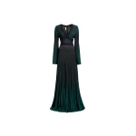Elie Saab Pleated Knit Long Dress in Green featuring Pleated Knit – Luxury Designer Fashion at Luxury Shoes .