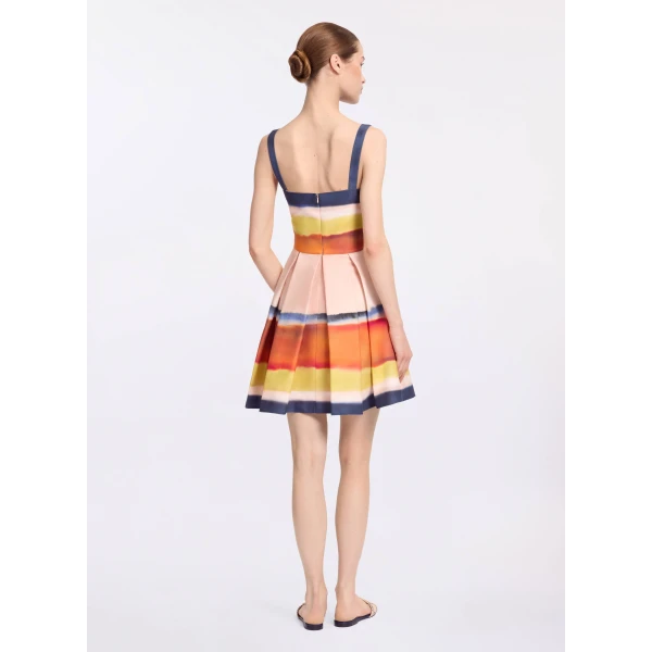 Elie Saab Printed Cotton Short Dress in Multicolour featuring Straight Across Neckline – Luxury Designer Fashion at Luxury Shoes .