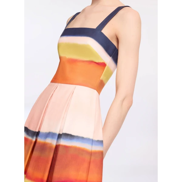Elie Saab Printed Cotton Short Dress in Multicolour featuring Straight Across Neckline – Luxury Designer Fashion at Luxury Shoes .