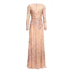 Elie Saab Sequin Embroidered Long Dress in Pink featuring Multicolored Sequins – Luxury Designer Fashion at Luxury Shoes .