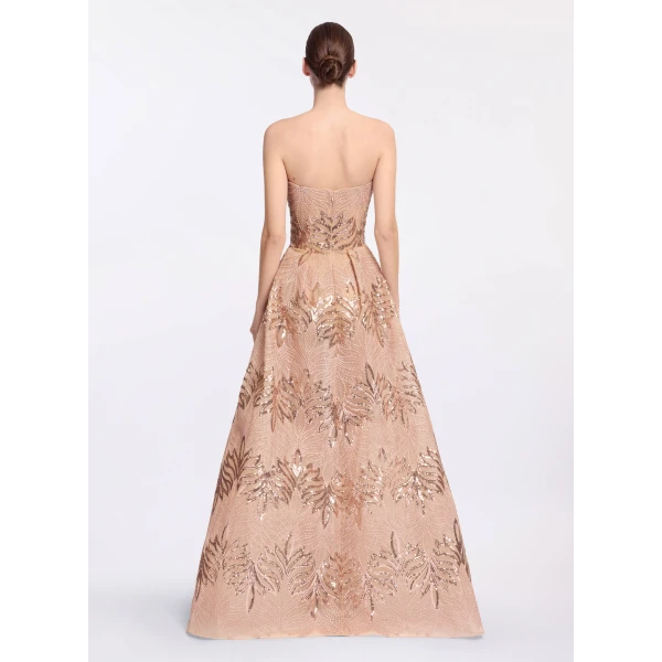 Elie Saab Sequin Embroidered Strapless Gown in Pink featuring Corset Bodice – Luxury Designer Fashion at Luxury Shoes .