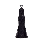 Elie Saab Sequins Halter Long Dress in Black featuring Halter Neck – Luxury Designer Fashion at Luxury Shoes .