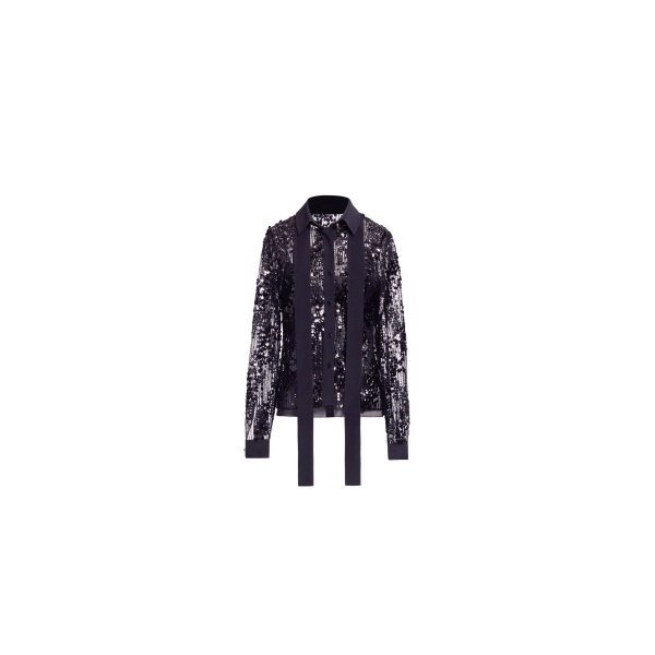 Elie Saab Sequins Shirt in Black featuring Classic Collar – Luxury Designer Fashion at Luxury Shoes .