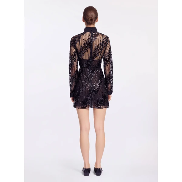 Elie Saab Sequins Short Dress in Black featuring Asymmetrical Draping – Luxury Designer Fashion at Luxury Shoes .