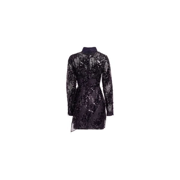 Elie Saab Sequins Short Dress in Black featuring Asymmetrical Draping – Luxury Designer Fashion at Luxury Shoes .