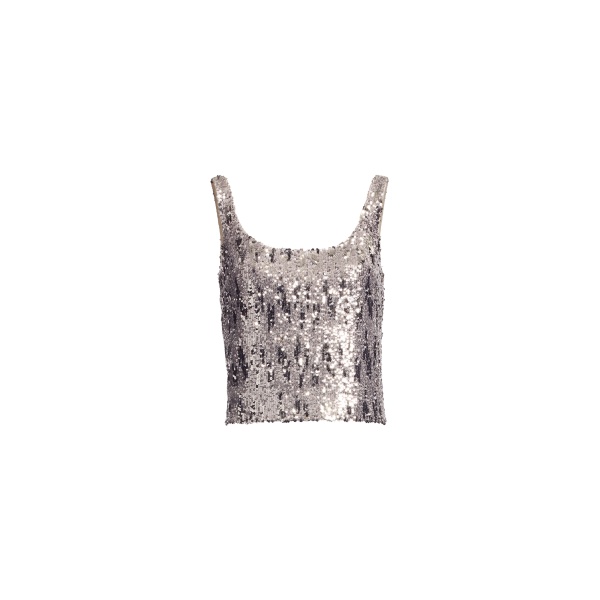 Elie Saab Sequins Top in Silver featuring Scoop Neckline – Luxury Designer Fashion at Luxury Shoes .