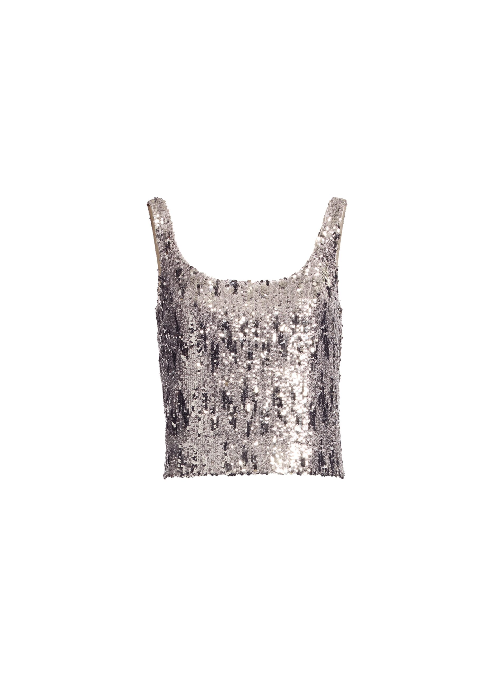 Elie Saab Sequins Top Elie Saab Sequins Top in Silver featuring Scoop Neckline – Luxury Designer Fashion at Luxury Shoes .