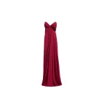 Elie Saab Silk And Velvet Long Dress in Red featuring Velvet & Silk Draped Bust – Luxury Designer Fashion at Luxury Shoes .