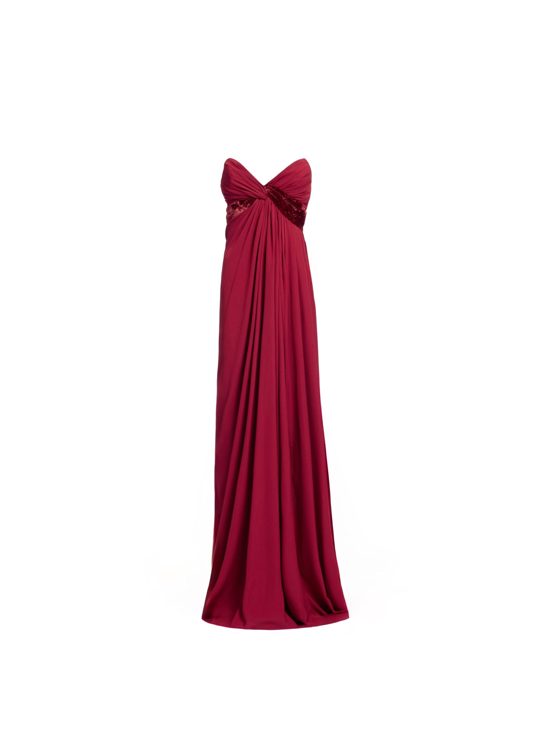 Elie Saab Silk And Velvet Long Dress Elie Saab Silk And Velvet Long Dress in Red featuring Velvet & Silk Draped Bust – Luxury Designer Fashion at Luxury Shoes .