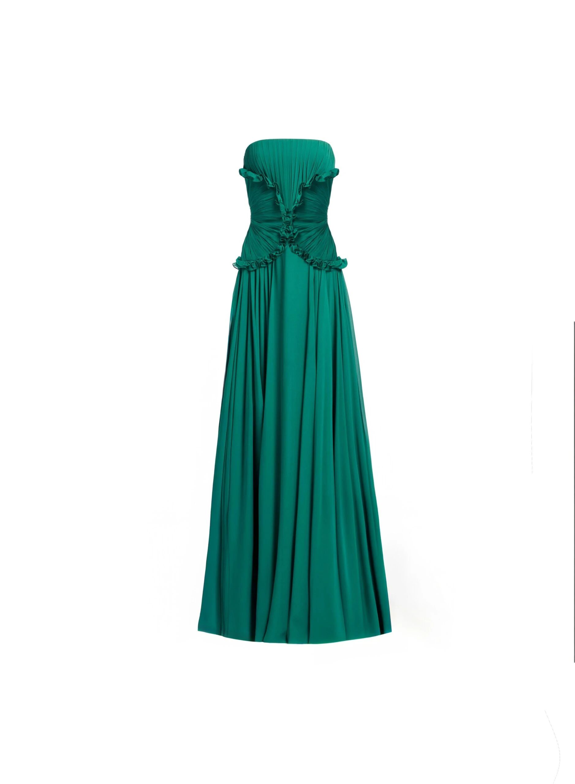 Elie Saab Silk Long Dress Elie Saab Silk Long Dress in Green featuring Ruffle Details – Luxury Designer Fashion at Luxury Shoes .