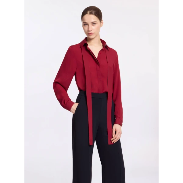 Elie Saab Silk Shirt in Red featuring  – Luxury Designer Fashion at Luxury Shoes .