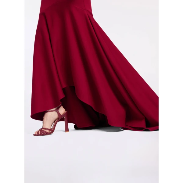 Elie Saab Structured Jersey Long Dress in Red featuring Off-The-Shoulder – Luxury Designer Fashion at Luxury Shoes .