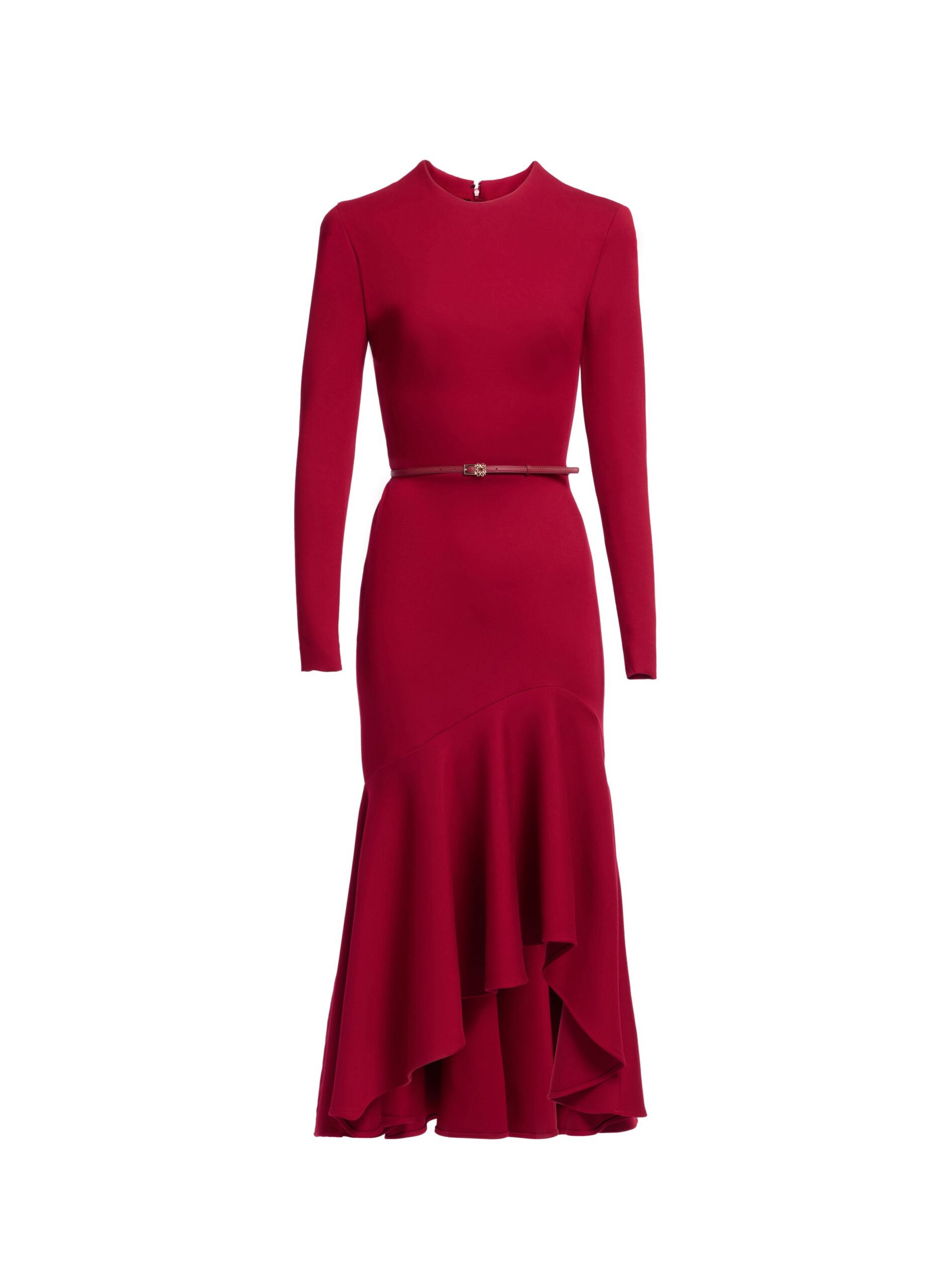 Elie Saab Structured Jersey Midi Dress Elie Saab Structured Jersey Midi Dress in Red featuring Round Neck – Luxury Designer Fashion at Luxury Shoes .