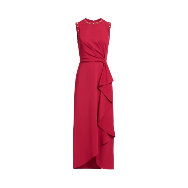 Elie Saab Stud Embellished Cady Dress in Red featuring Stud Embellishments – Luxury Designer Fashion at Luxury Shoes .