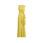 Elie Saab Stud Embellished Cady Jumpsuit in Yellow featuring Stud Embellishments – Luxury Designer Fashion at Luxury Shoes .