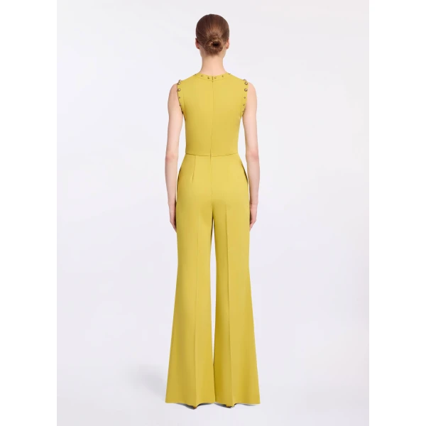 Elie Saab Stud Embellished Cady Jumpsuit in Yellow featuring Stud Embellishments – Luxury Designer Fashion at Luxury Shoes .