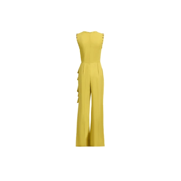 Elie Saab Stud Embellished Cady Jumpsuit in Yellow featuring Stud Embellishments – Luxury Designer Fashion at Luxury Shoes .