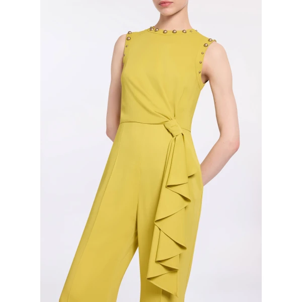 Elie Saab Stud Embellished Cady Jumpsuit in Yellow featuring Stud Embellishments – Luxury Designer Fashion at Luxury Shoes .