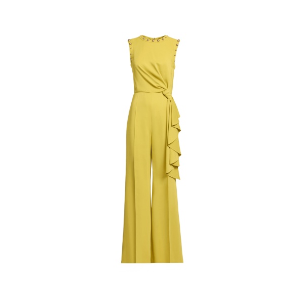 Elie Saab Stud Embellished Cady Jumpsuit in Yellow featuring Stud Embellishments – Luxury Designer Fashion at Luxury Shoes .