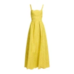 Elie Saab Swirl Embroidered Cotton Dress in Yellow featuring Cutwork Swirl Embroidery – Luxury Designer Fashion at Luxury Shoes .