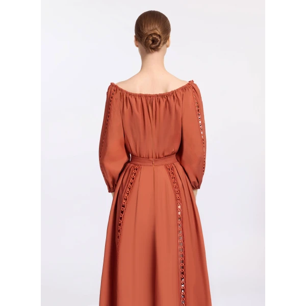 Elie Saab Trim Embellished Cotton Blouse in Orange featuring Macramé Trim Embellishments – Luxury Designer Fashion at Luxury Shoes .