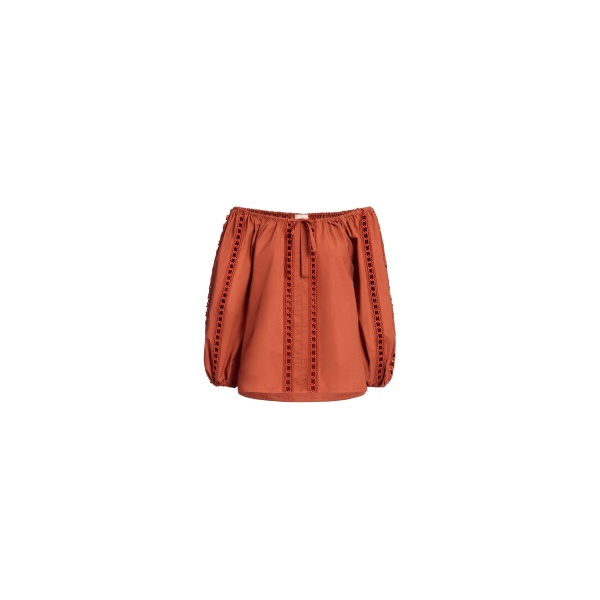 Elie Saab Trim Embellished Cotton Blouse in Orange featuring Macramé Trim Embellishments – Luxury Designer Fashion at Luxury Shoes .