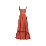 Elie Saab Trim Embellished Cotton Midi Dress in Orange featuring Macramé Trim Embellishments – Luxury Designer Fashion at Luxury Shoes .