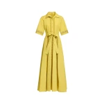 Elie Saab Trim Embellished Cotton Shirt Dress in Yellow featuring Macramé Trim Embellishments – Luxury Designer Fashion at Luxury Shoes .