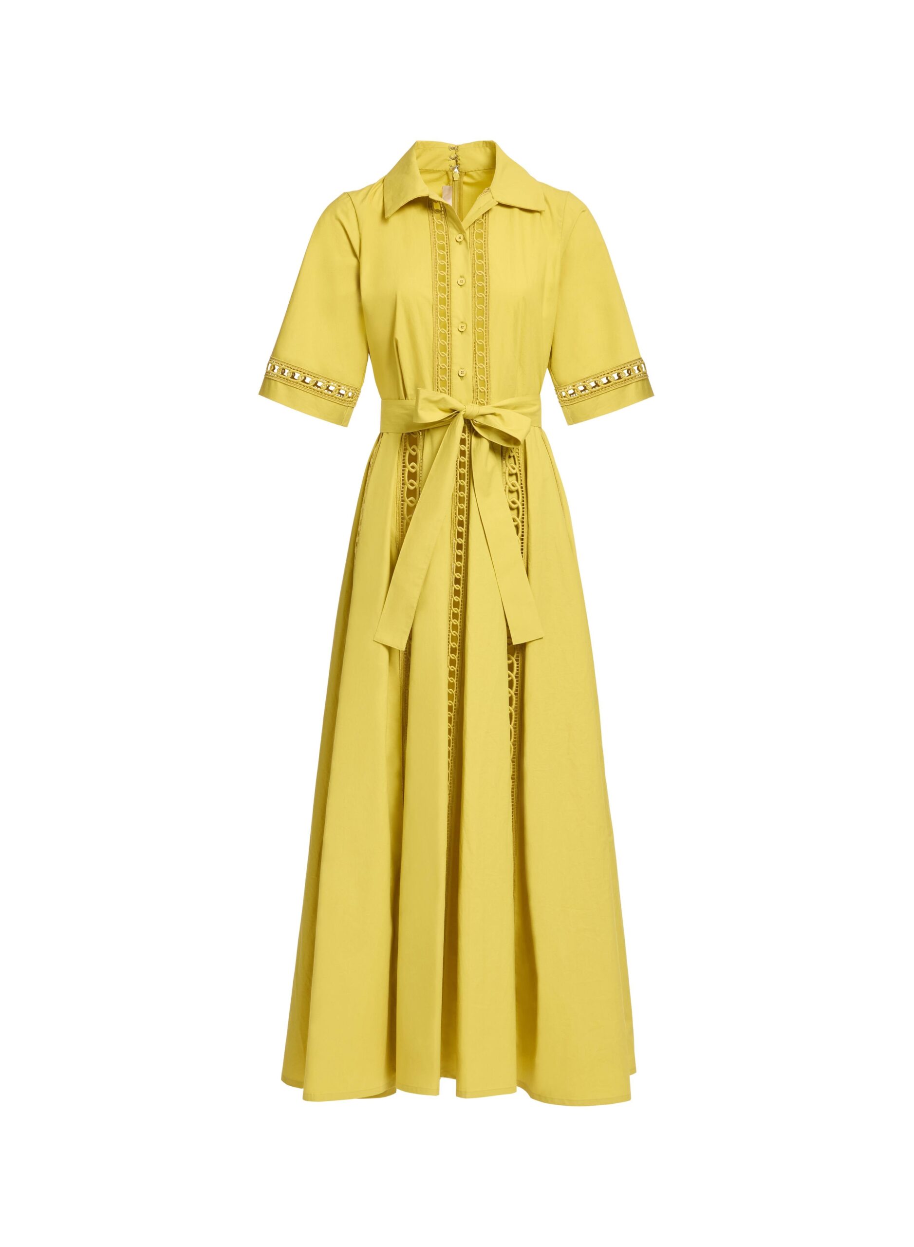 Elie Saab Trim Embellished Cotton Shirt Dress Elie Saab Trim Embellished Cotton Shirt Dress in Yellow featuring Macramé Trim Embellishments – Luxury Designer Fashion at Luxury Shoes .