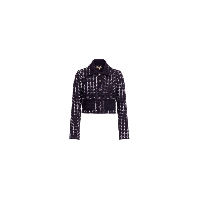 Elie Saab Tweed Jacket in White featuring Black & White Tweed – Luxury Designer Fashion at Luxury Shoes .